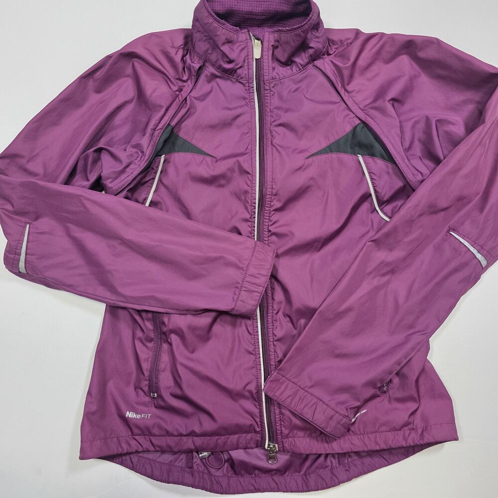 Nike Fit Cycling Elite Barrier Jacket Women's Small Purple Reflective Vented 2-1